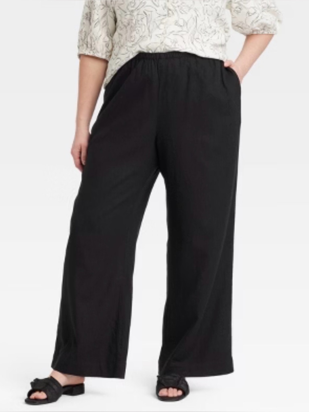 A New Day Wide-Leg Drawstring Pants — Black